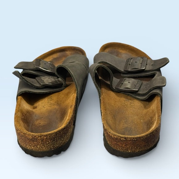 Naot Leather Slide Sandals Adjustable Buckles Cork Footbed EU 38 - Picture 4 of 12